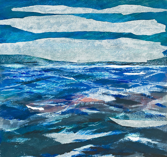 Acrylique, Collage sur Carton, 49x52 cm.